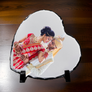 Personalised Heart-Shaped Stone Printed Photo Frame | 9 x 9 inch (White, 9 x 9 inch)