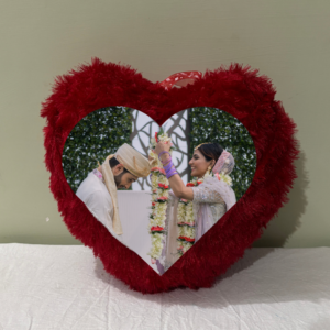 Personalized Heart-Shaped Rose Petal Pillow Cover – 38x38 cm | Perfect Anniversary Gift (Red)